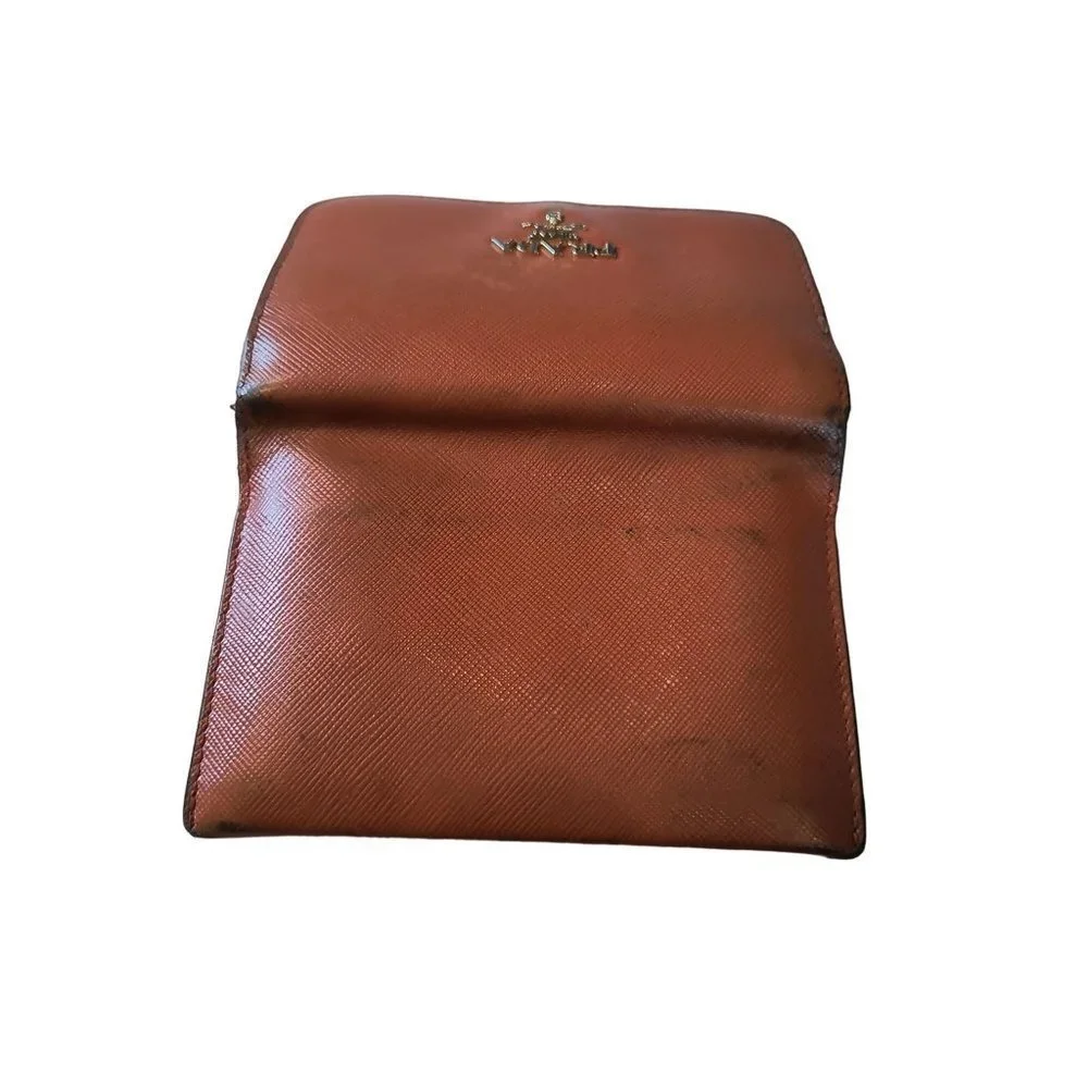 Vintage PRADA Saffiano leather‎ card holder in Papaya Fair ++ condition
